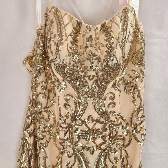 New PROMGRIL Women's (16) Champ/Gold Sequin Homecoming Cocktail Mini Dress $149 - Picture 5 of 11